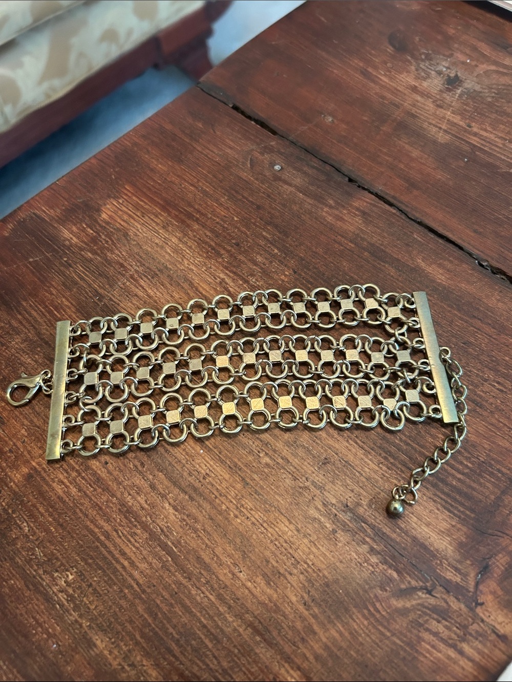 Source Unknown Gold Multi-Row Chain Bracelet